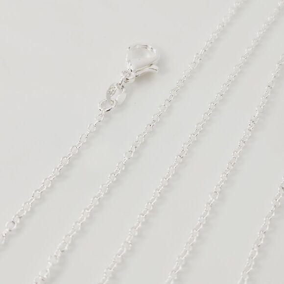 Dainty! Silver Plated Chain Necklace Link Cable Lobster Clasp 1.2mm 24" - Picture 1 of 7